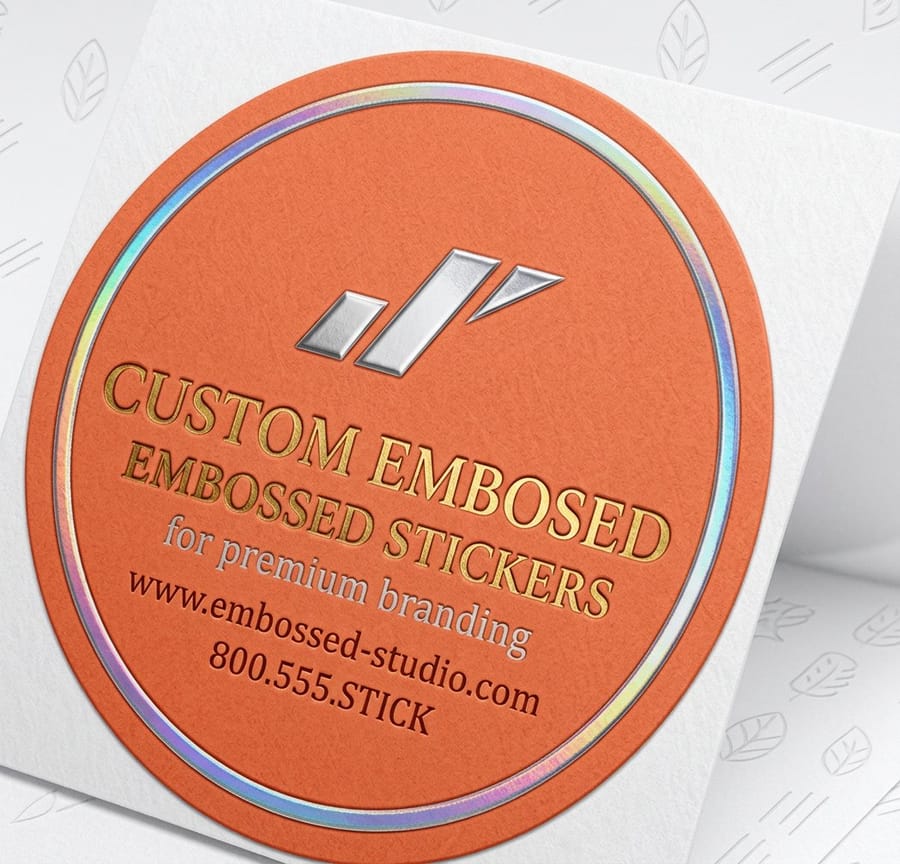 Embossed stickers printed by 4OVER4, one of the raised finishes sold as 3D stickers