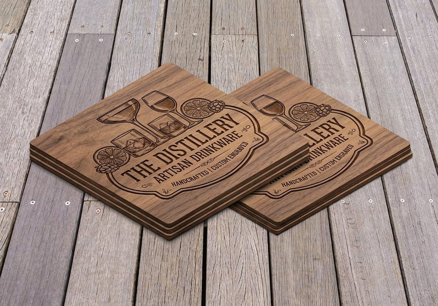 Glossy UV-coated custom coaster resisting condensation, from 4OVER4