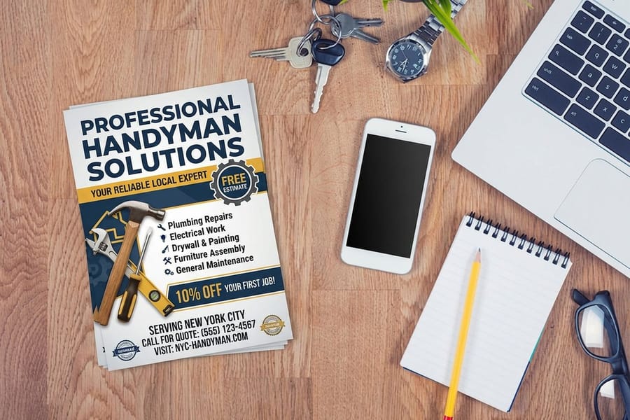 Handyman marketing flyer printed by 4OVER4
