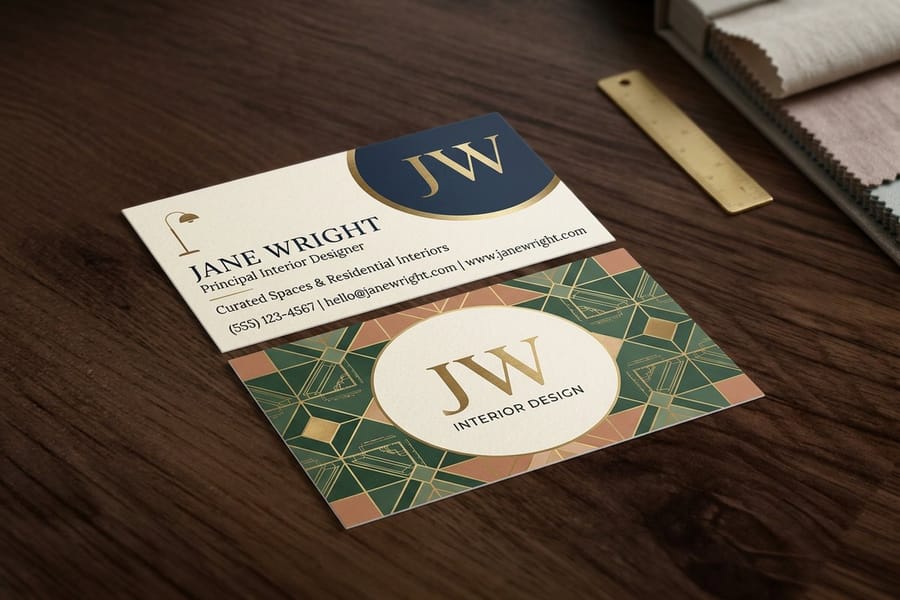 International-format business card design from 4OVER4