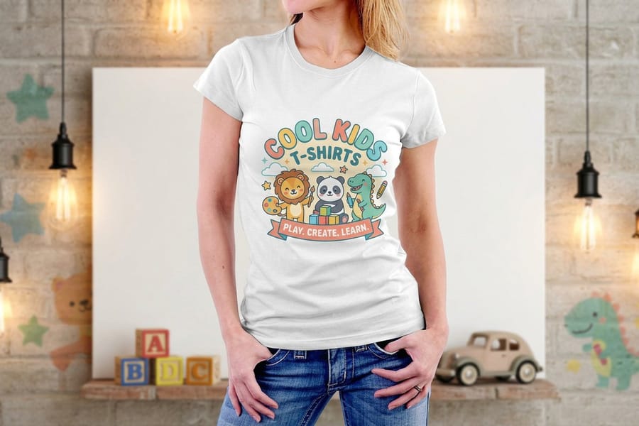 Bright full-color youth t-shirt printed by 4OVER4