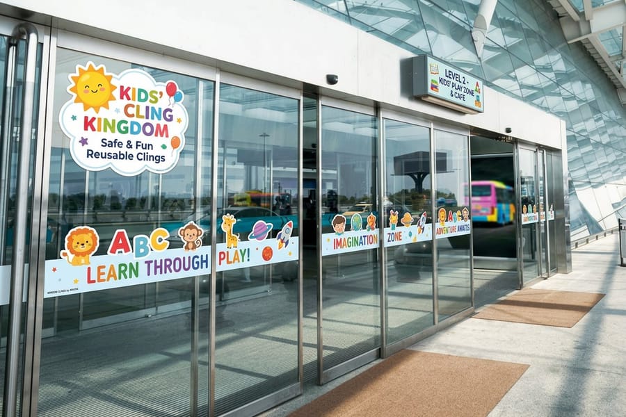 Kids window clings kept fresh on glass, from 4OVER4