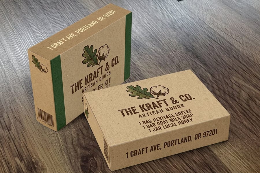 Custom printed kraft packaging box from 4OVER4