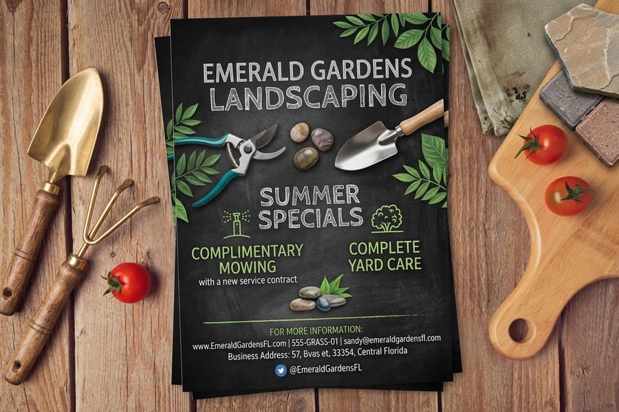 Landscaping flyer with vivid color printed by 4OVER4