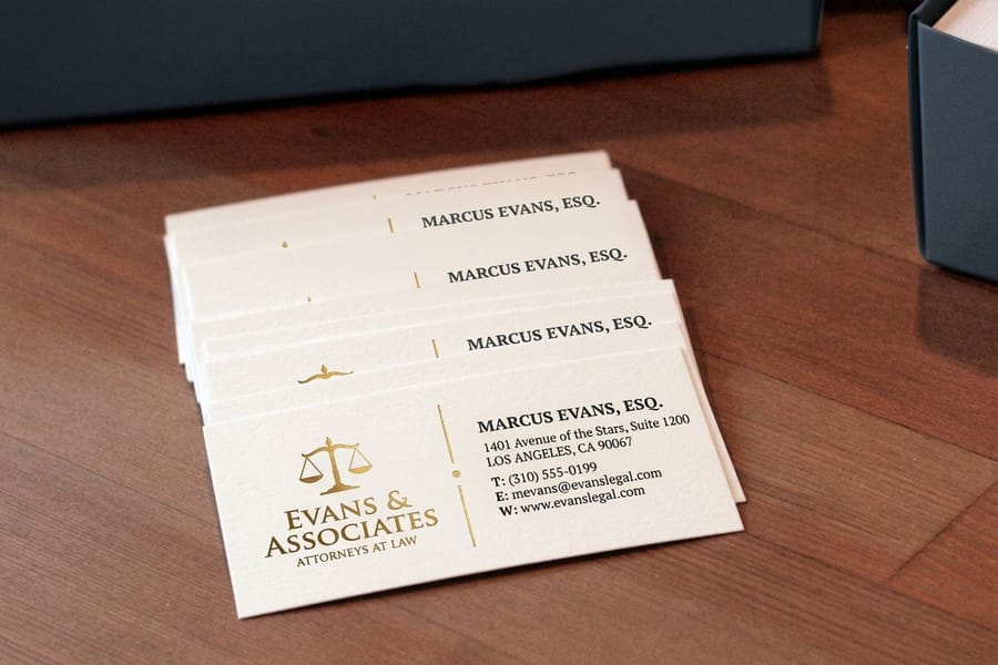 Lawyer business cards printed by 4OVER4 on heavy stock