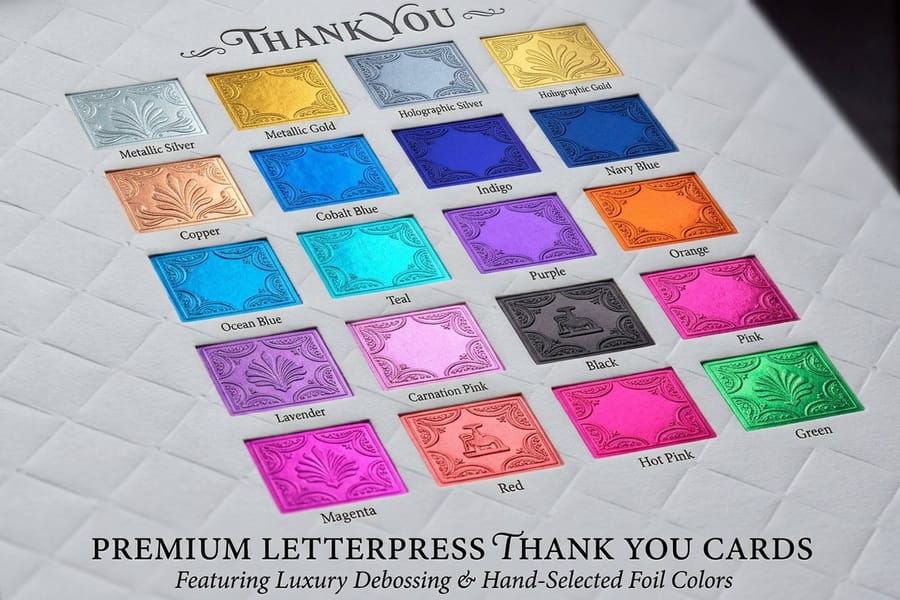 Letterpress thank you card printed by 4OVER4.COM
