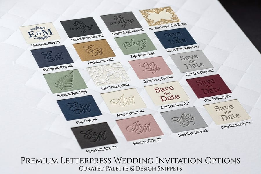 Letterpress wedding invitation on thick cotton stock from 4OVER4.COM