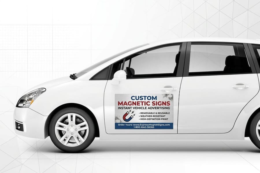 Magnet sign sized for its display surface, printed by 4OVER4