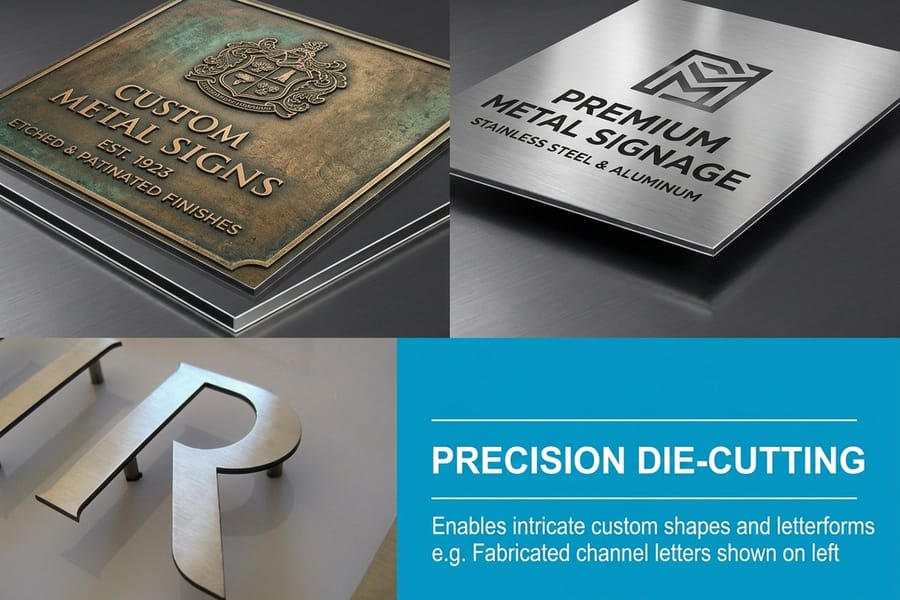 Custom metal business sign printed by 4OVER4