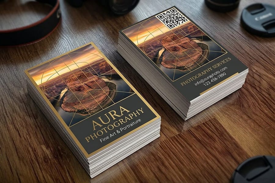 Vertical portrait business card layout from 4OVER4