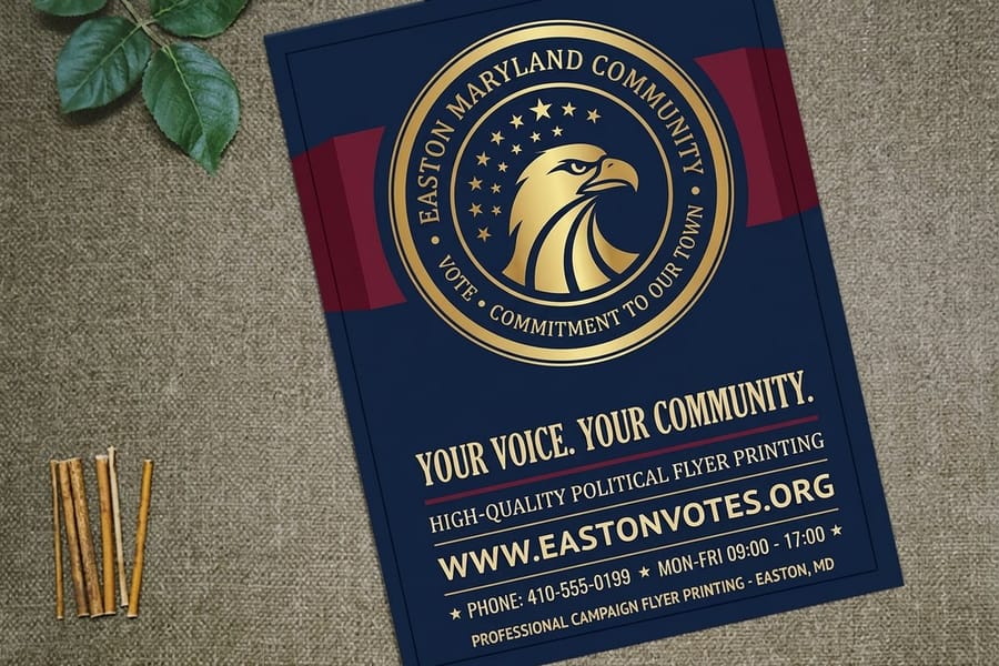 Political flyers printed by 4OVER4 showing the front and back of a two sided campaign piece