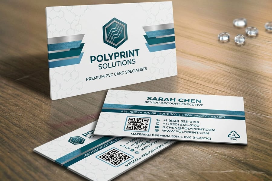 20pt rigid plastic and PVC business cards by 4OVER4.COM