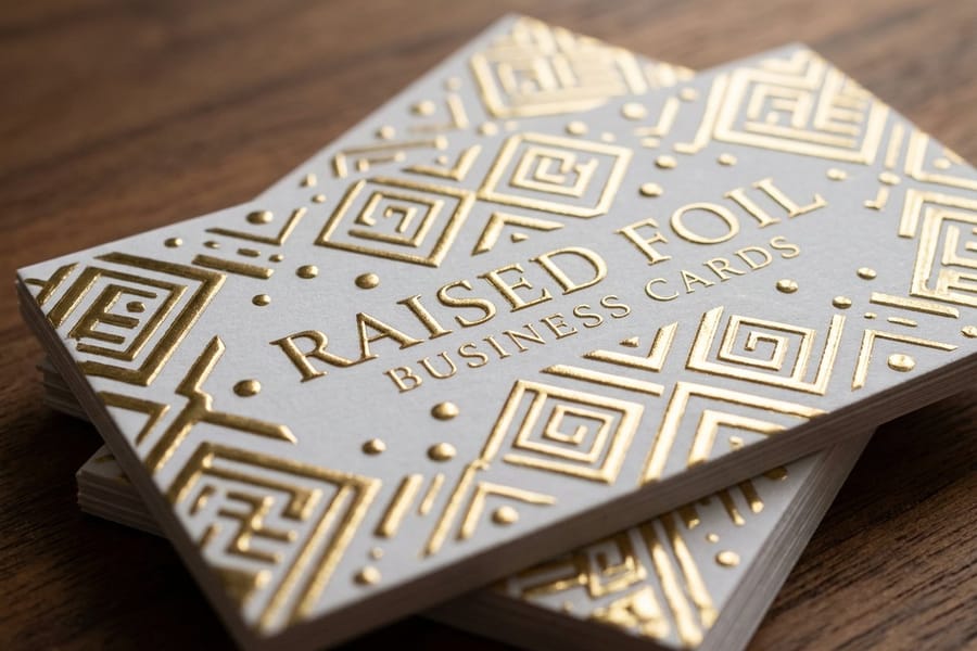 printed portfolio example, raised foil lettering on a portfolio cover