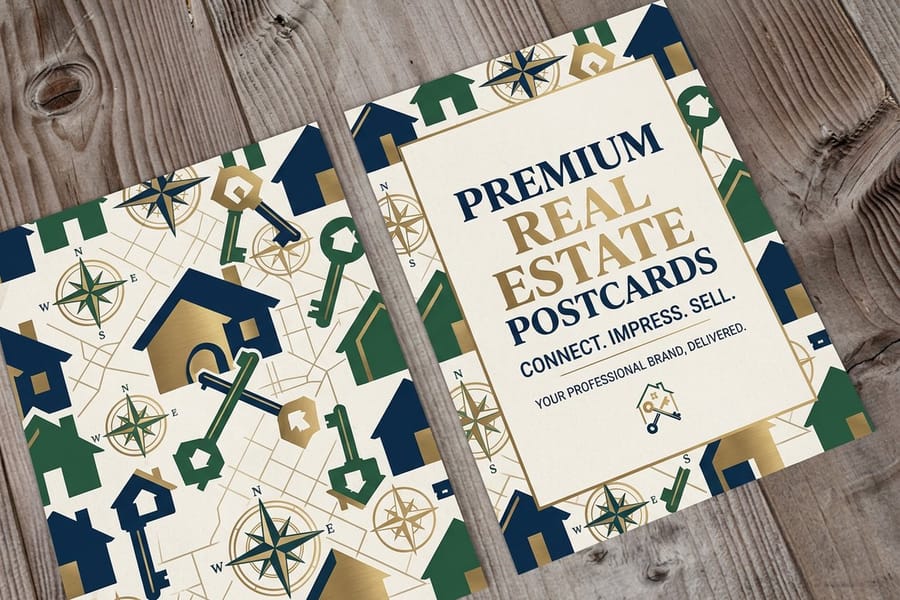 Direct mail letter and postcard set printed by 4OVER4