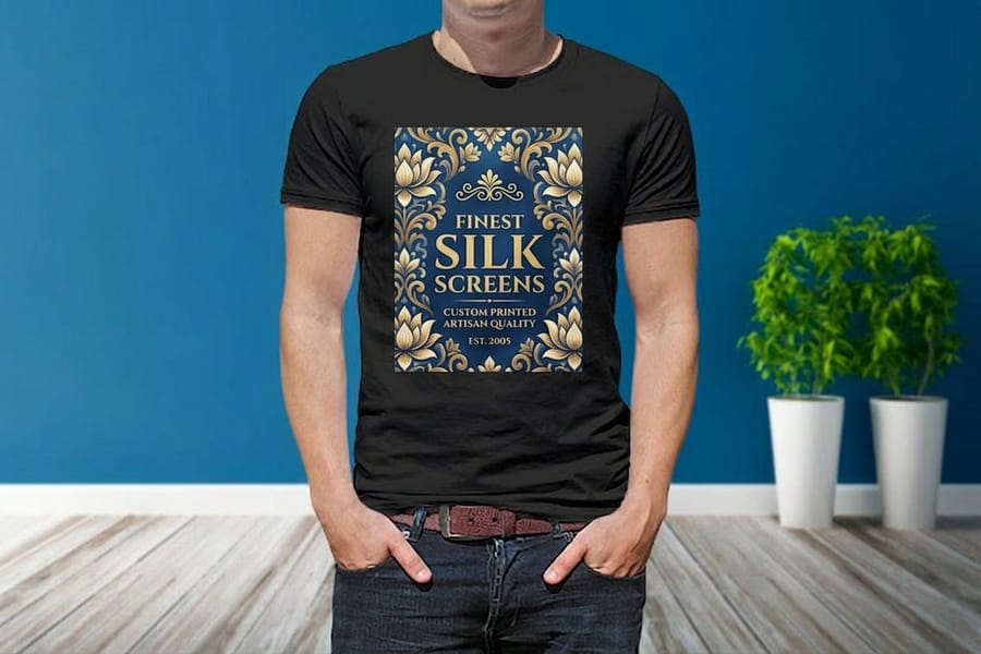 Full-color custom t-shirt printed direct-to-garment by 4OVER4