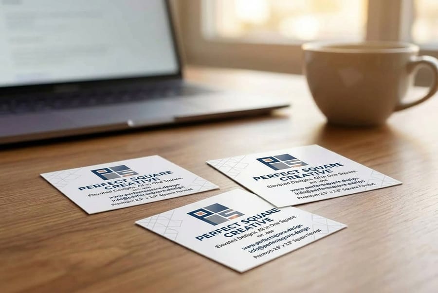 Square business cards printed by 4OVER4