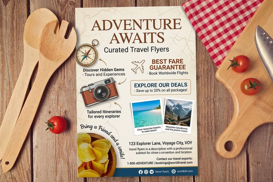 Premium coated travel brochure stock printed by 4OVER4 showing rich color
