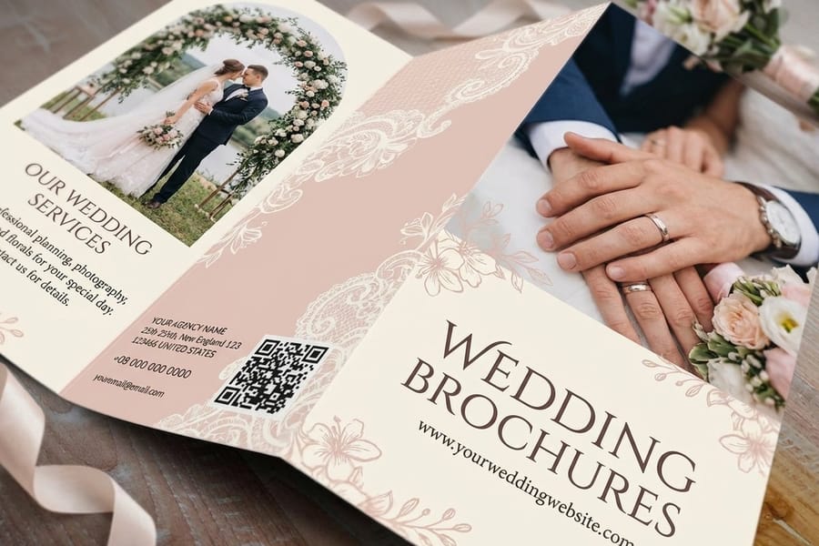 Folded wedding program printed by 4OVER4
