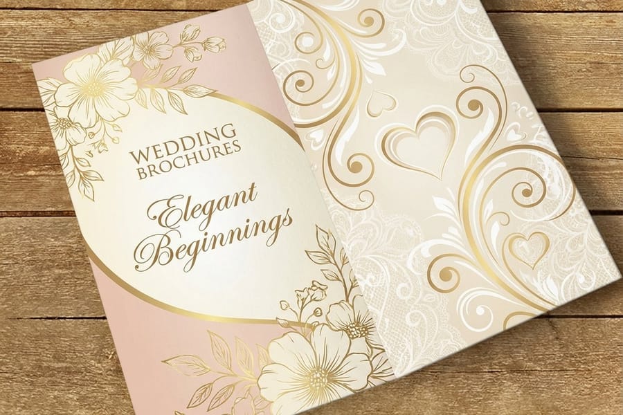 Inside panels of a custom wedding program from 4OVER4