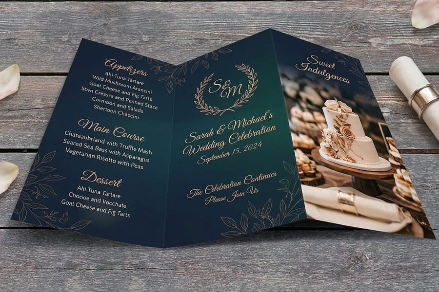 Wedding Menus printed factory-direct by 4OVER4.COM