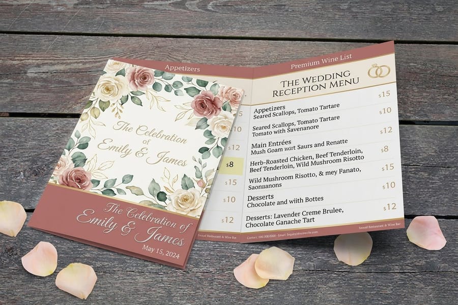 Folded wedding program formats printed by 4OVER4