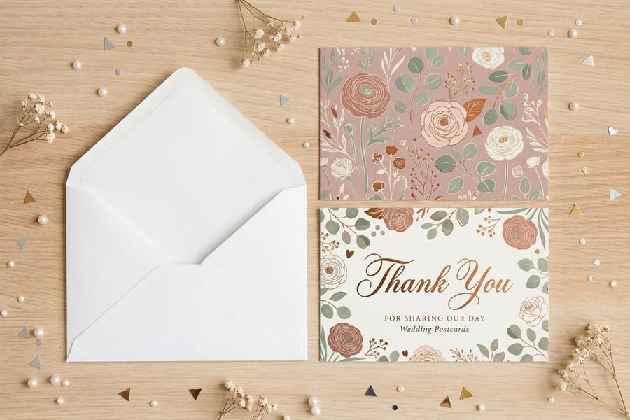 Matched wedding stationery printed by 4OVER4