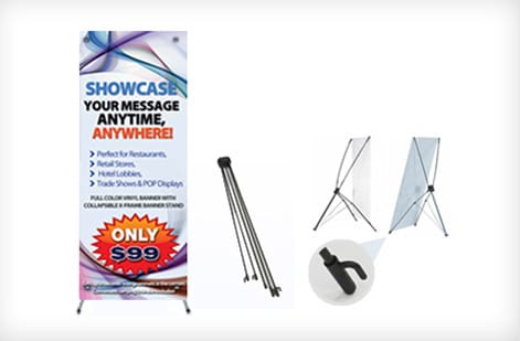 Flag banner pole kit with ground spike and cross base, 4OVER4