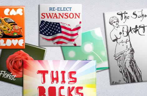 Buttons used for campaigns and events printed by 4OVER4