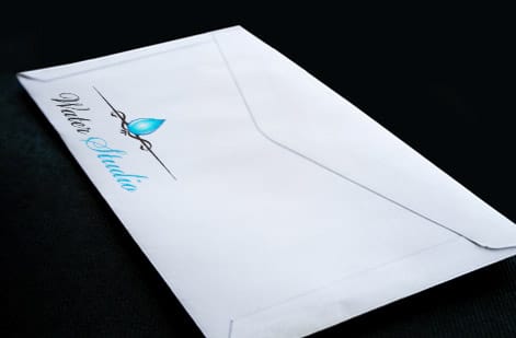 Neatly finished custom envelope with a crisp closing flap from 4OVER4