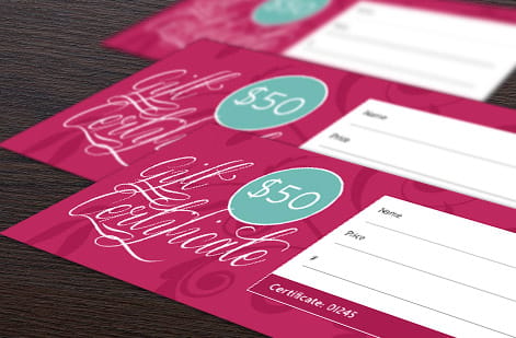 Editable gift certificate template ready to customize with brand details