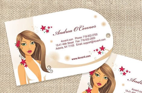 Hang tags with foil, spot gloss, and embossing finishes, printed by 4OVER4