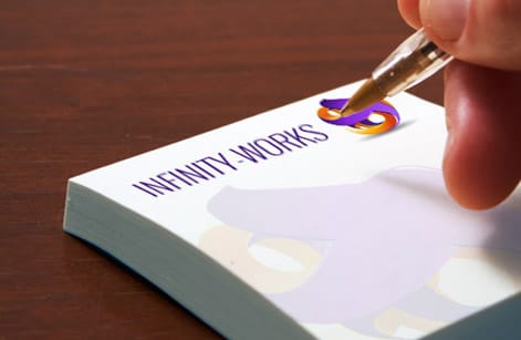 Die-cut and heart-shaped custom sticky notes, printed by 4OVER4