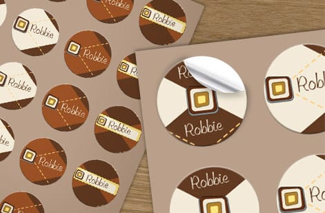 A range of finished stickers showing different material types from 4OVER4