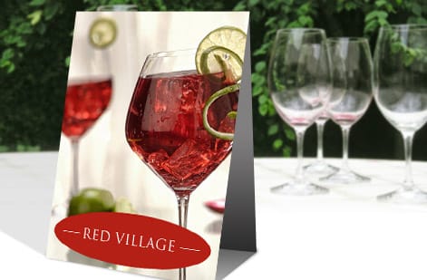 Two-sided table tent design printed by 4OVER4
