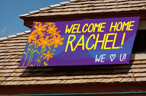 Bold, legible banner design readable at a distance, printed by 4OVER4
