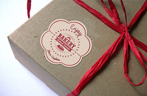 Branded repeating logo pattern on food wrapping paper from 4OVER4