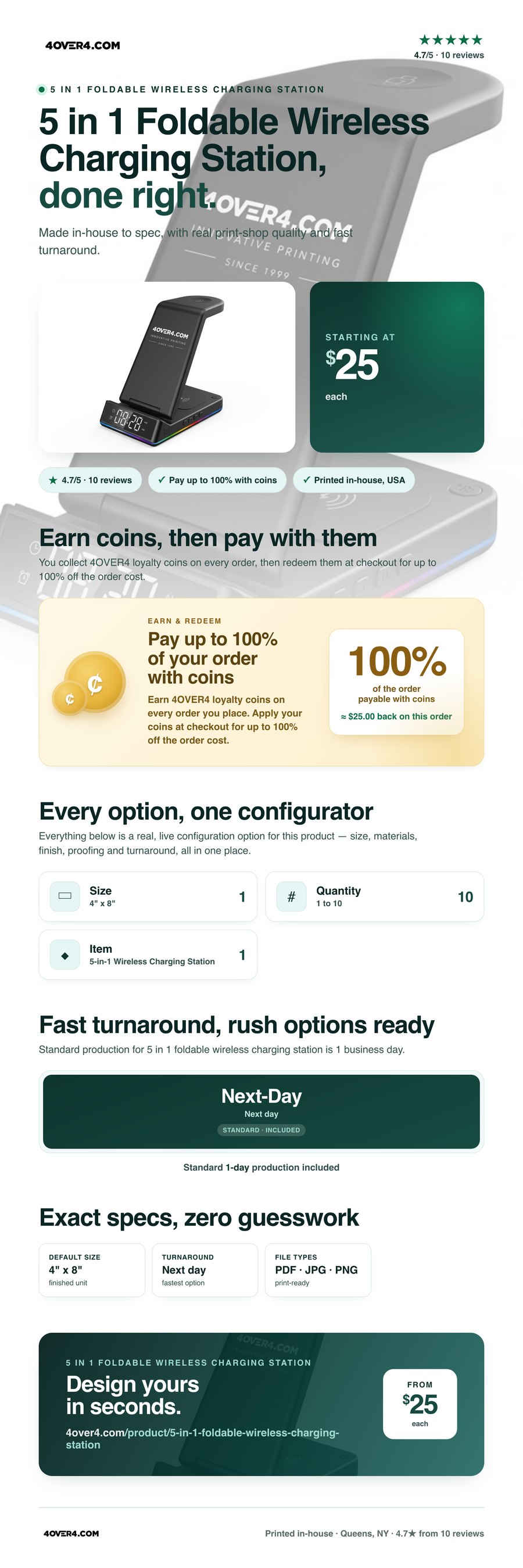 5 in 1 Foldable Wireless Charging Station pricing infographic