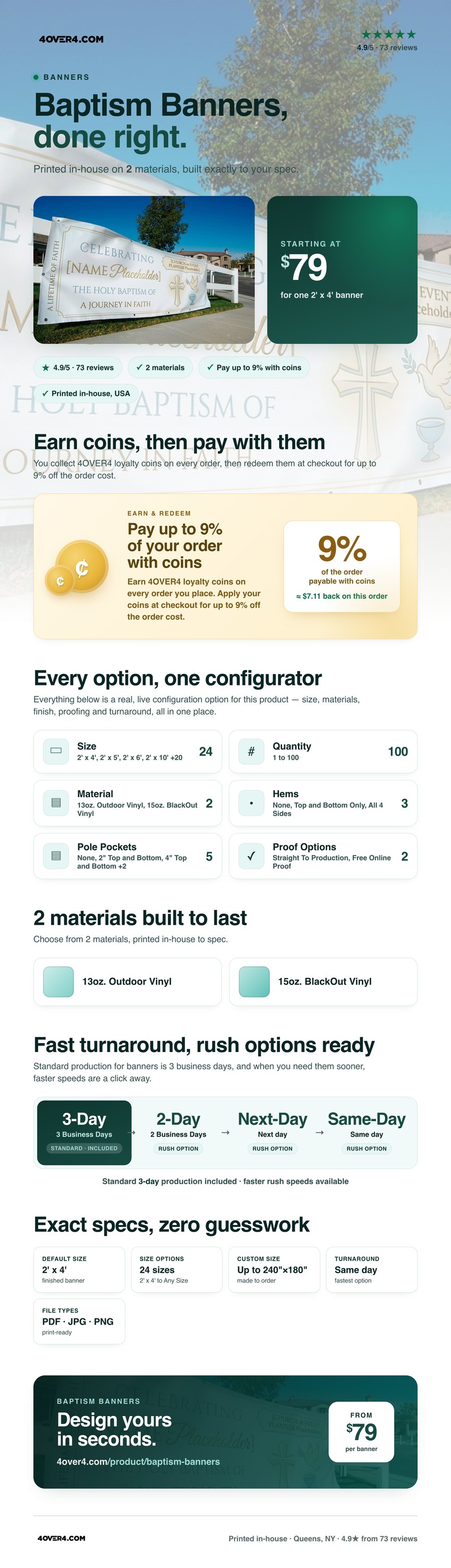 Baptism Banners pricing infographic