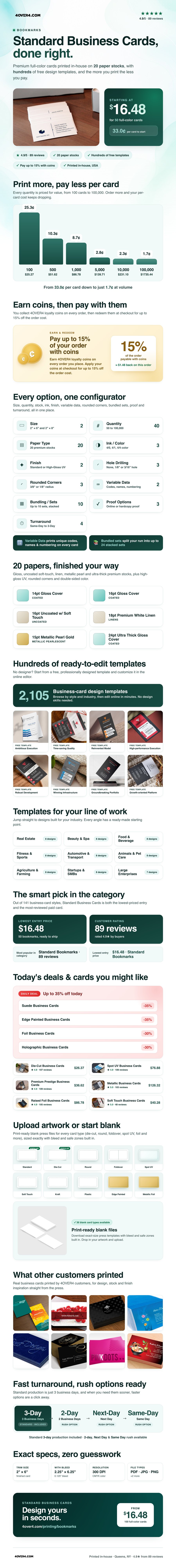 Standard Bookmarks pricing infographic