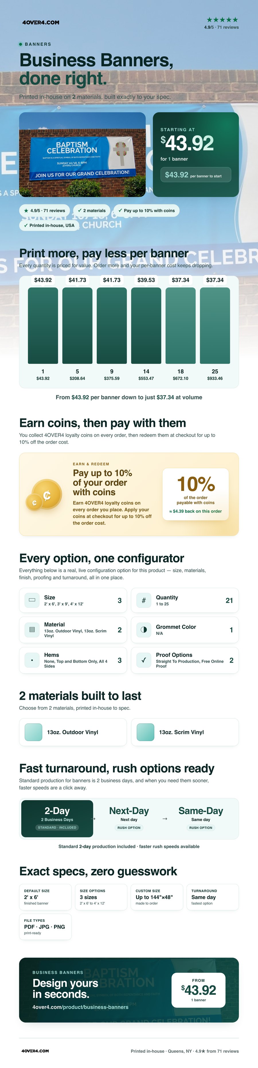 Business Banners pricing infographic