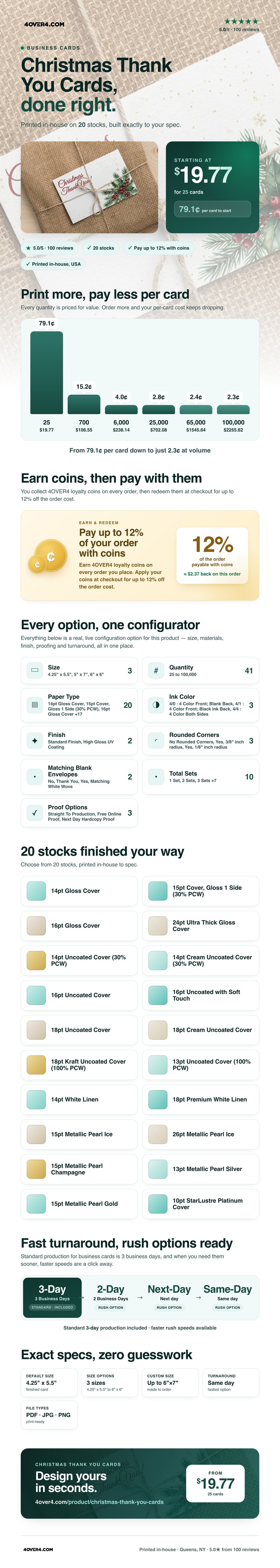 Christmas Thank You Cards pricing infographic