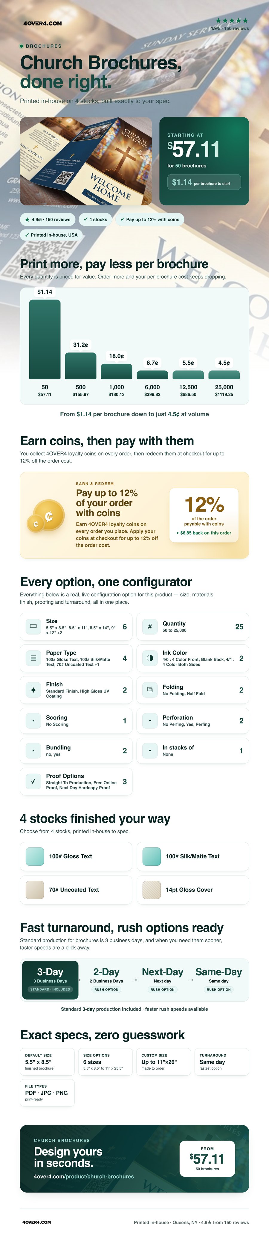 Church Brochures pricing infographic