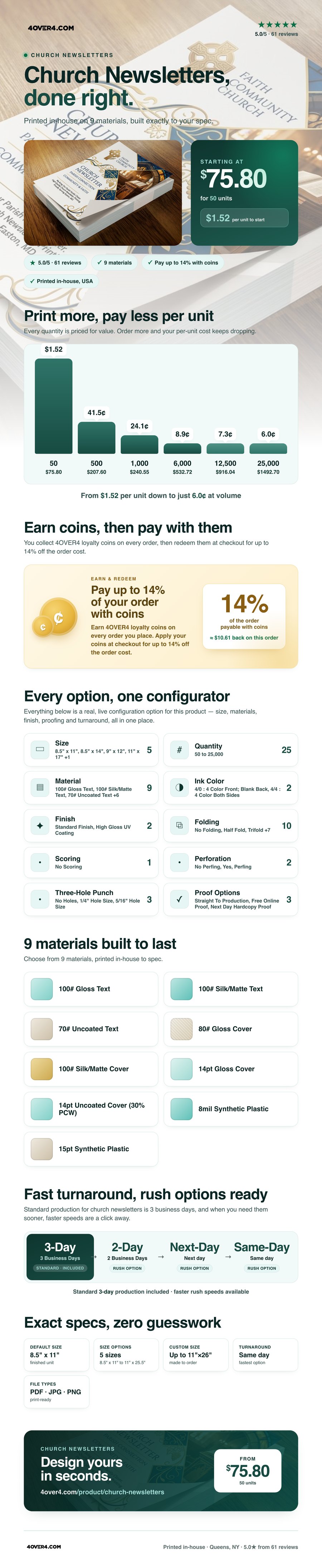Church Newsletters pricing infographic