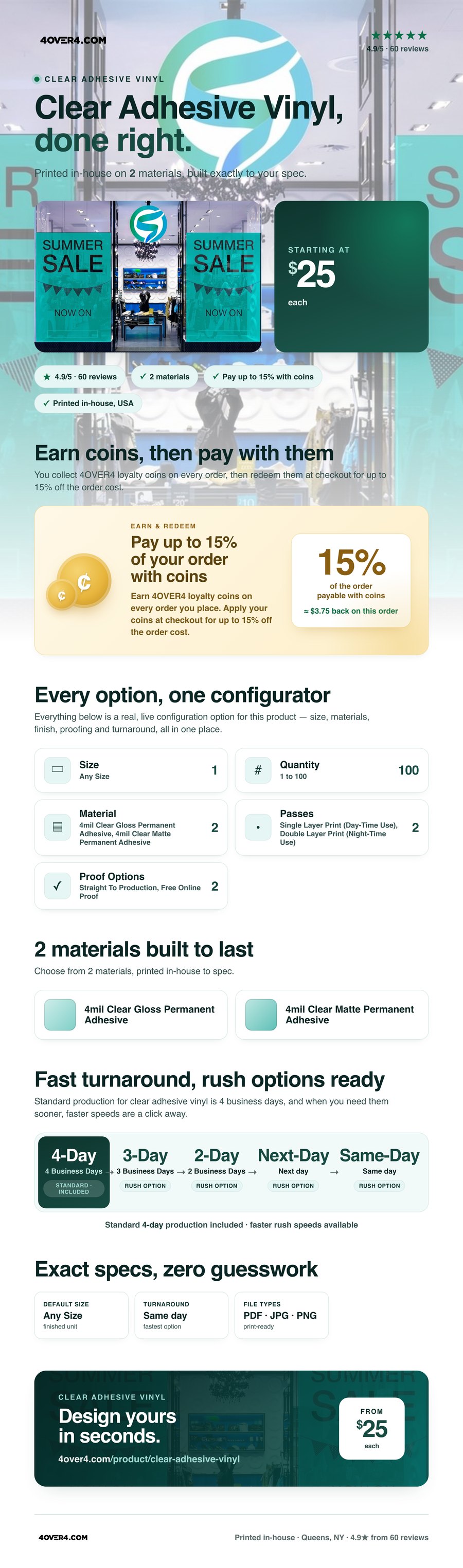 Clear Adhesive Vinyl pricing infographic