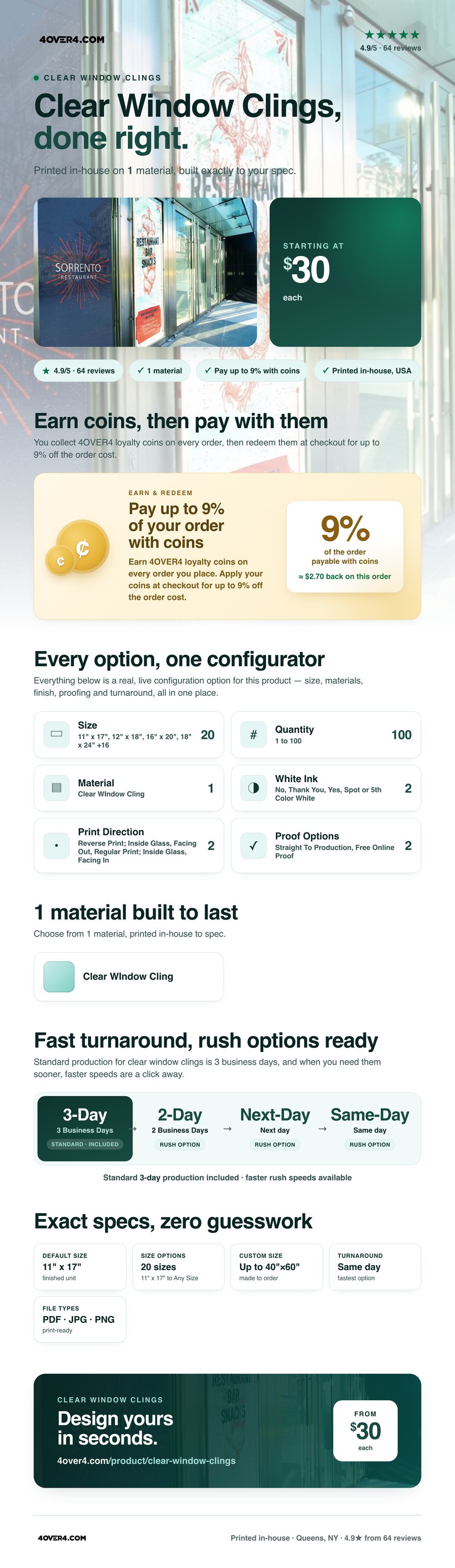 Clear Window Clings pricing infographic