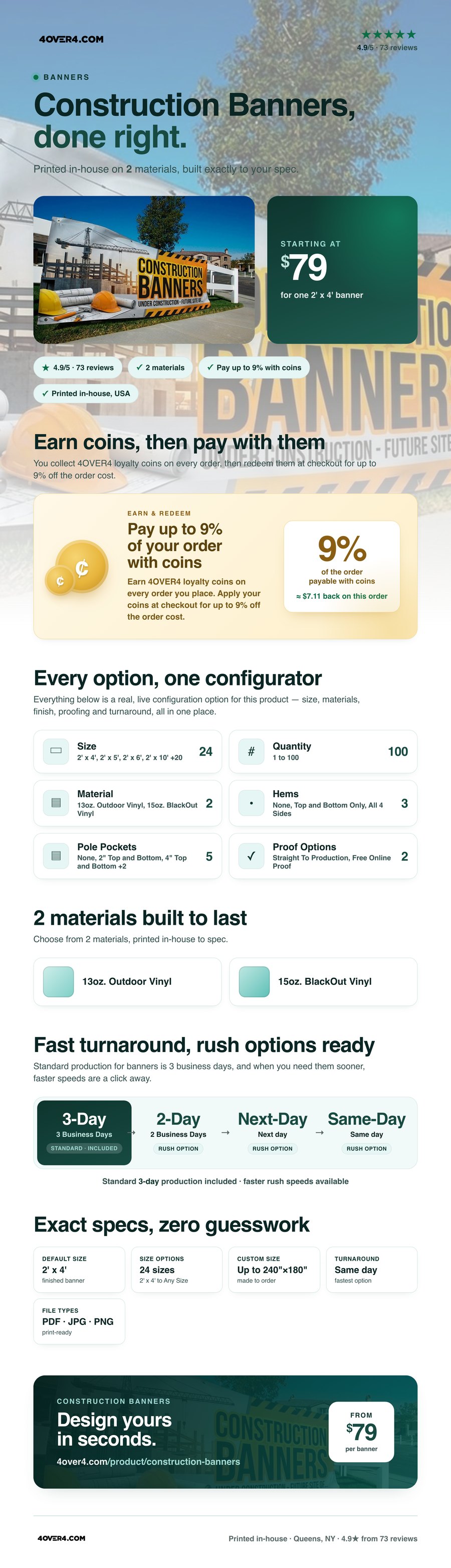 Construction Banners pricing infographic