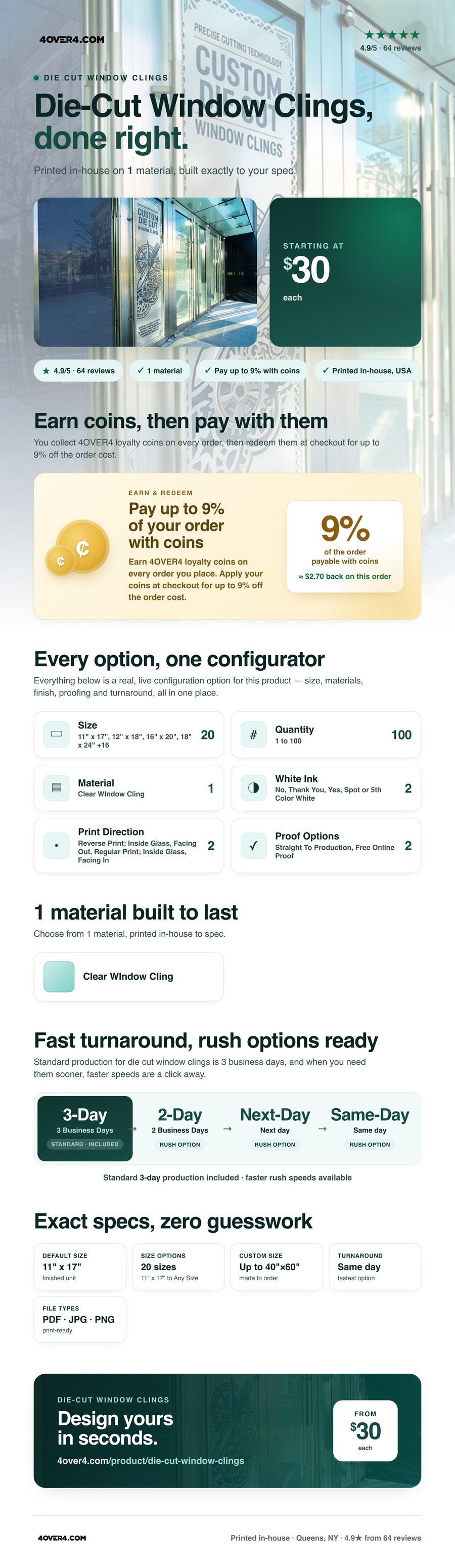 Die-Cut Window Clings pricing infographic