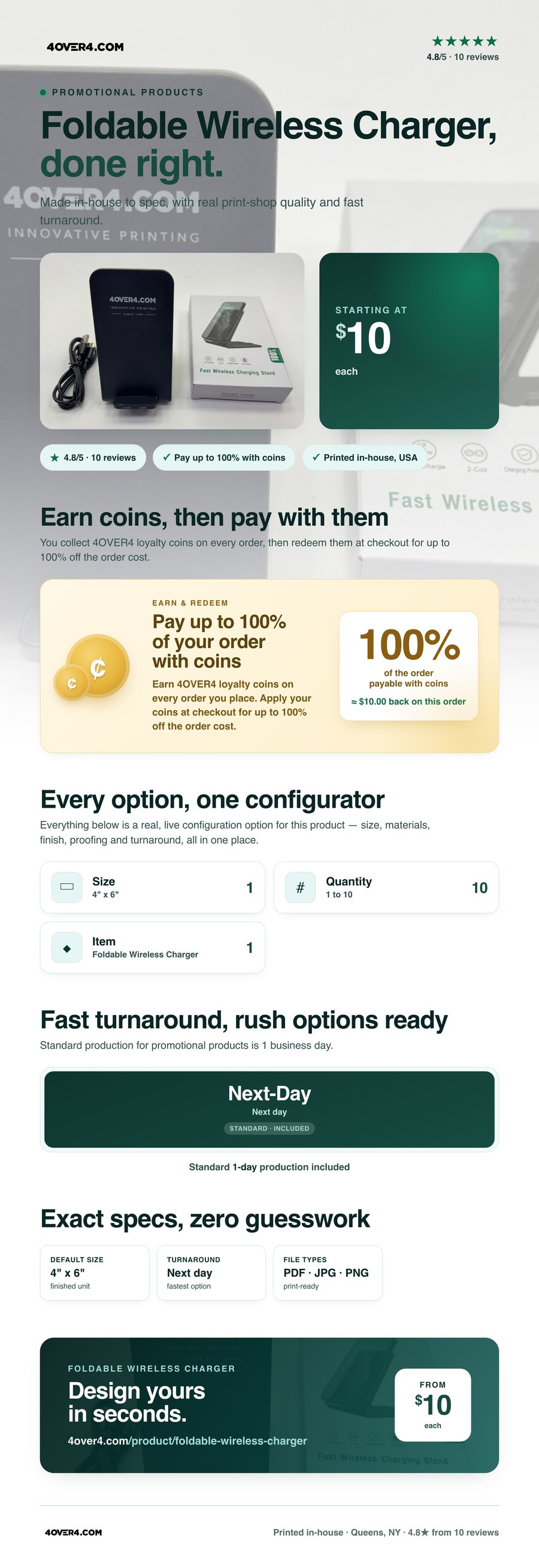 Foldable Wireless Charger pricing infographic