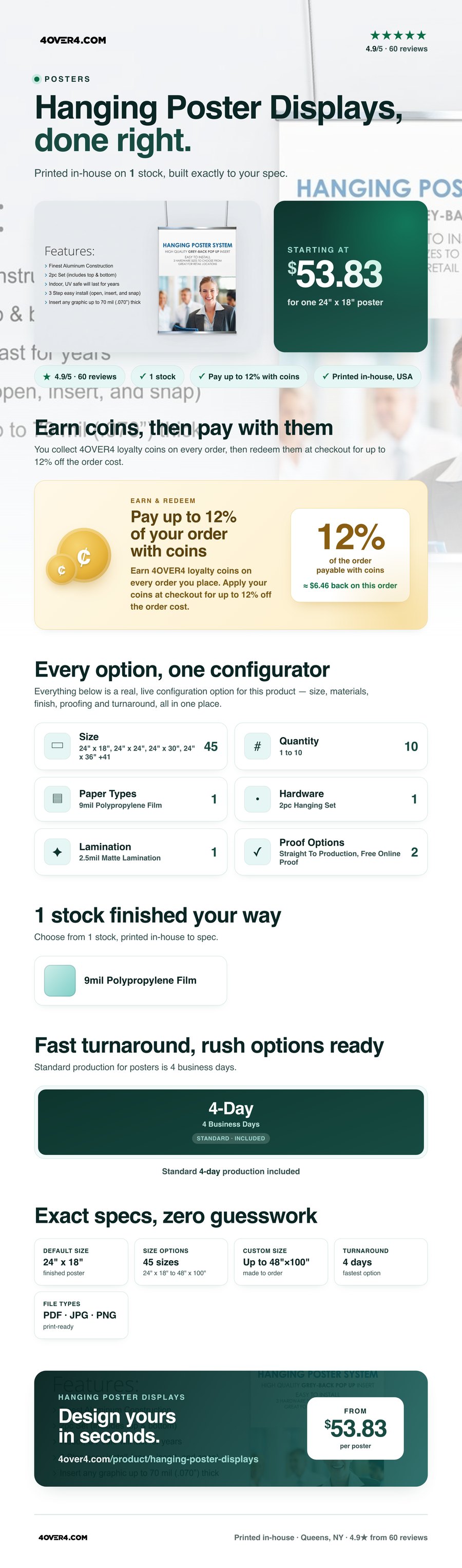 Hanging Poster Displays pricing infographic