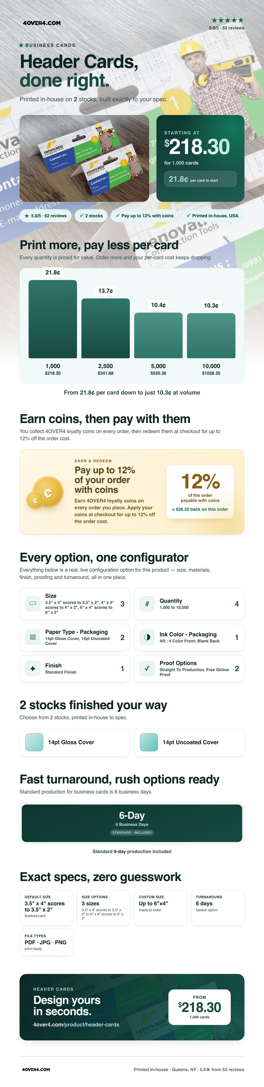 Header Cards pricing infographic